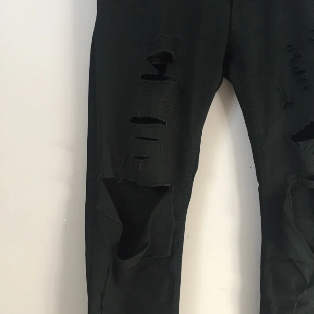 Ralph Lauren Ripped + Distressed Sons of Anarchy Style Black Jeans Denim 30 - Picture 4 of 11